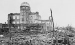 廣島原爆 原子彈 Wrecked framework of the Museum of Science and Industry in Hiroshima, Japan. This is how it appeared shortly after the dropping of the first atomic bomb, on August 6, 1945.