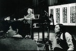 邱火榮長年投入北管音樂的整理與傳承，圖為錄製《北管牌子音樂曲集》有聲書，2